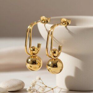 Chic Shine 18K Gold Plated Bead Drop Earrings Perfect for Every Occasion